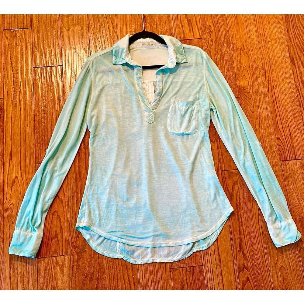Bella Dahl turquoise collared distressed long sleeve pullover xs - Image 10