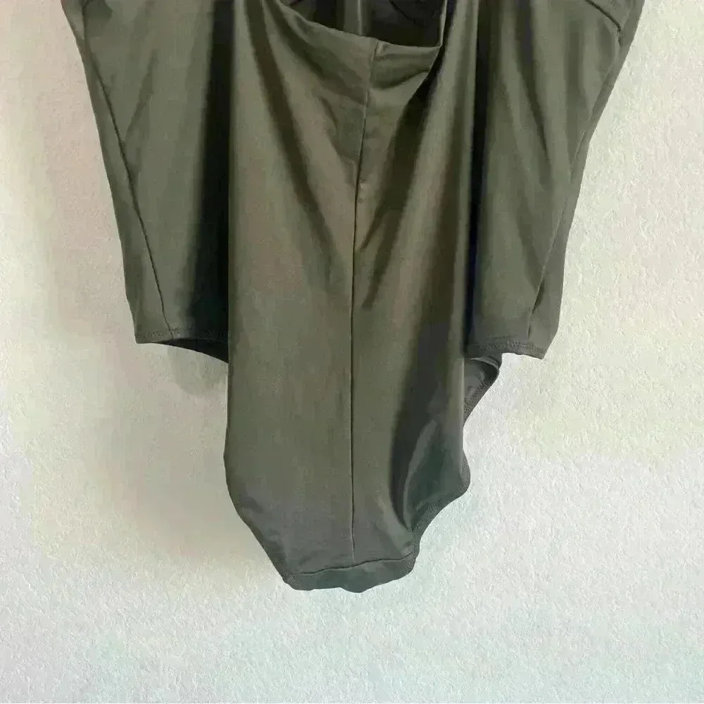City Chic Women’s Olive Green Ithaca Mesh V Neck One‎ Piece Swimsuit Size L - Image 5