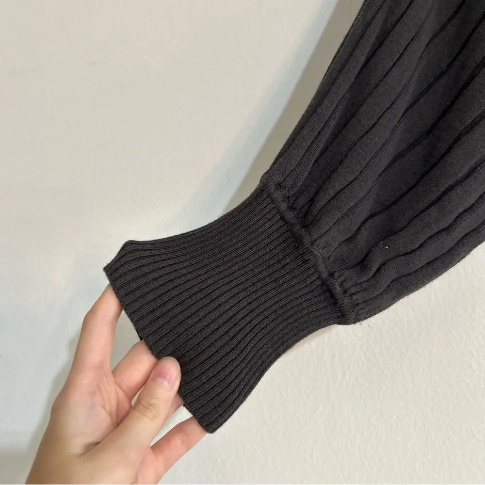 Anthropologie Current Air Ribbed Sweater Bodycon Midi Dress in Grey Size Large - Image 2