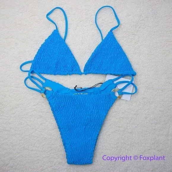 New Set! Free People x Aila Blue blue bikini, top size S, bottom size M - Image 3