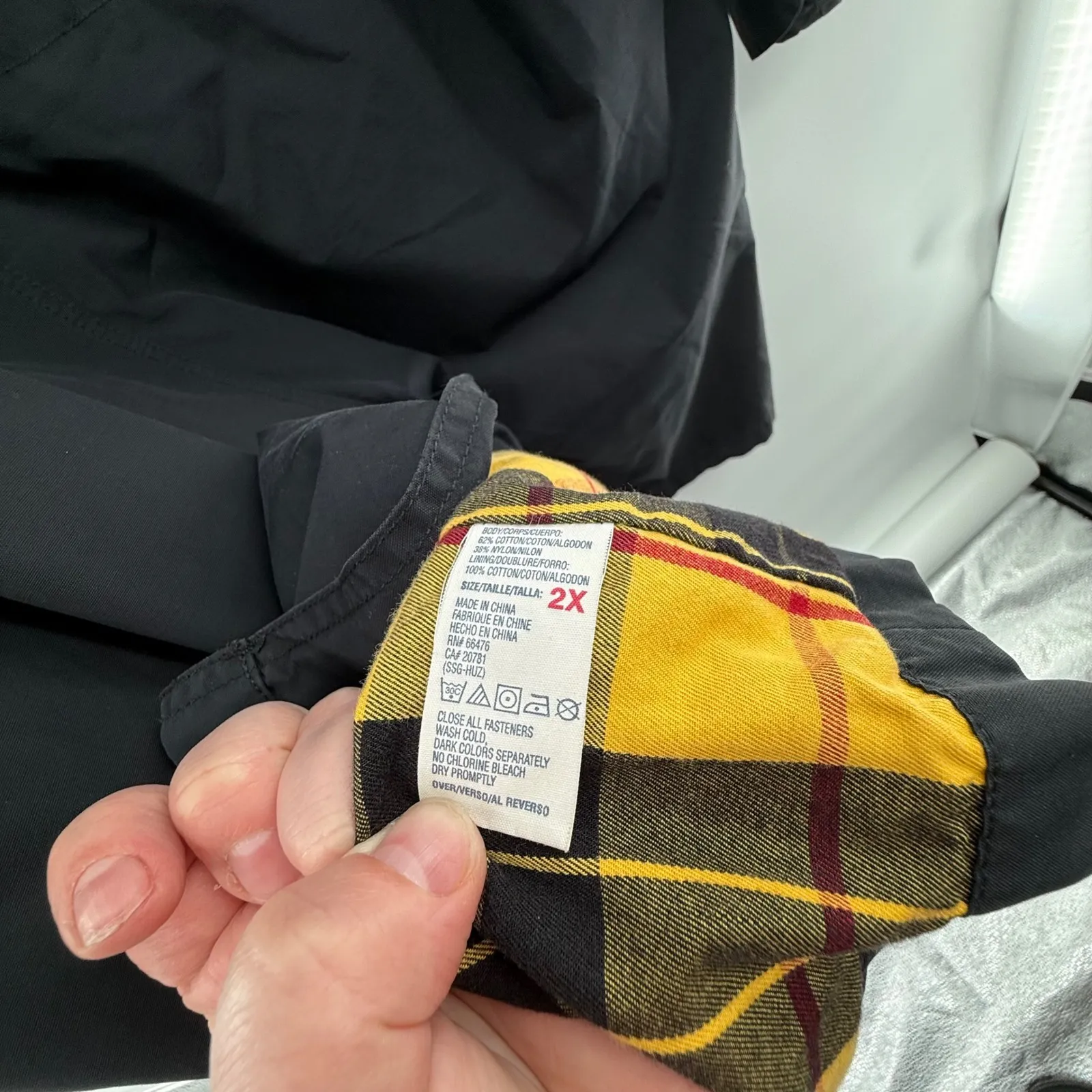 Tommy Hilfiger Black Hooded Utility Jacket Women's 1X Plaid Lined Cargo Coat - Image 8