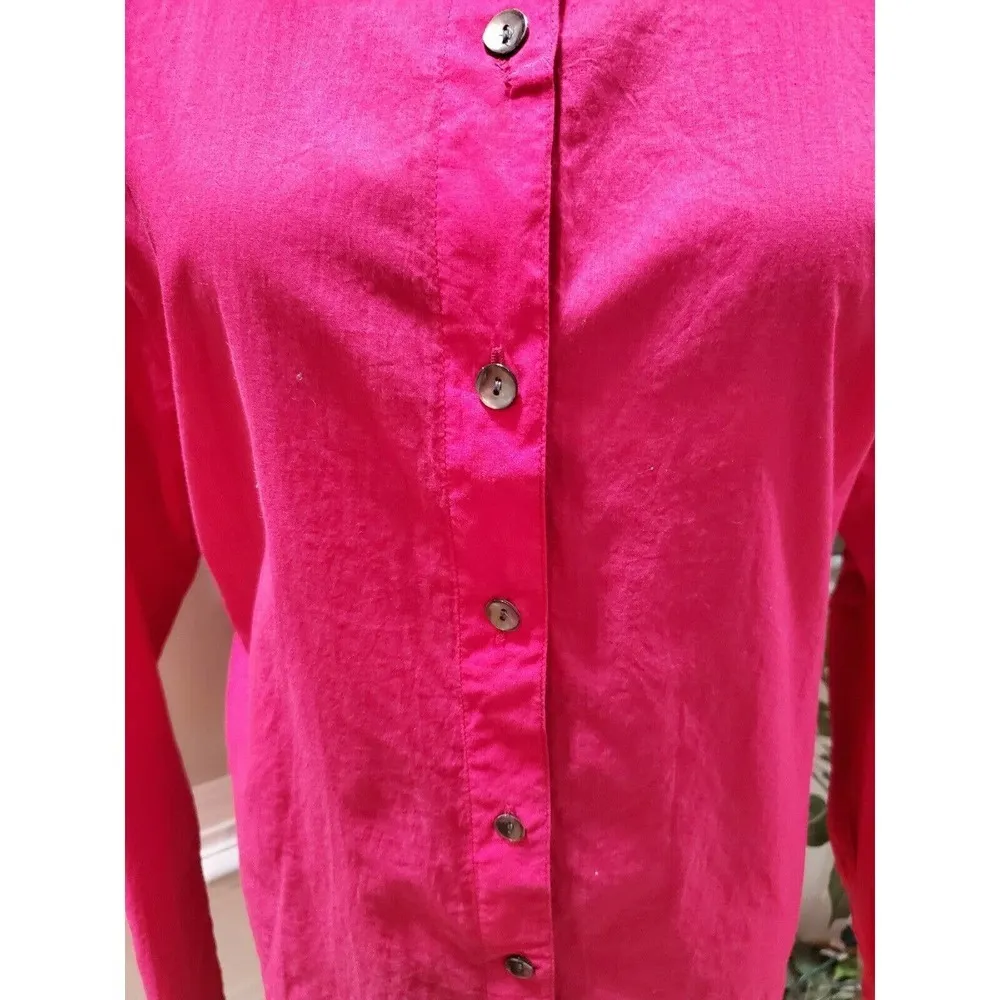 Addition's Women Solid Red Cotton Collared Long Sleeve Button Down Shirt Size 3 - Image 3