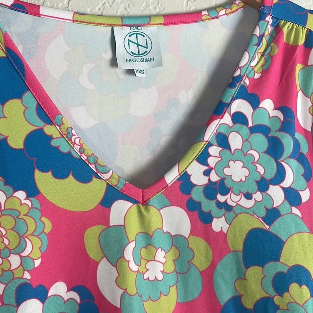 NEW Tracy Negoshian Felicity Fringe Dress 70s Pink Green Mini Summer Resortwear - Image 6