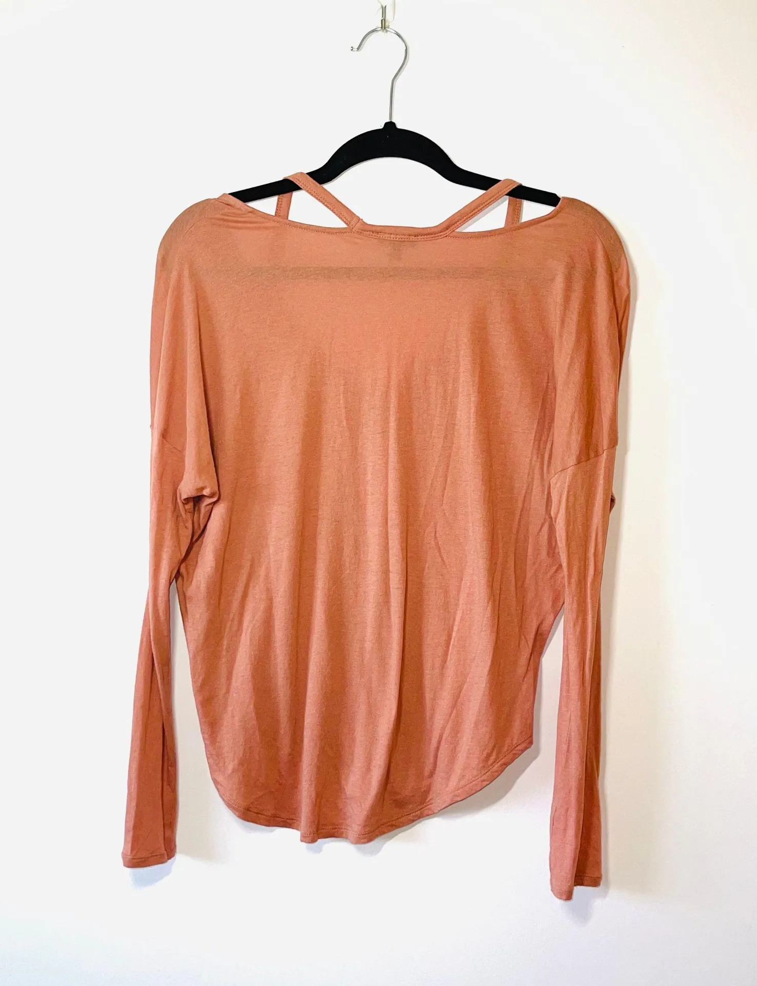 Peach Cold Shoulder Long Sleeve Top - Image 2