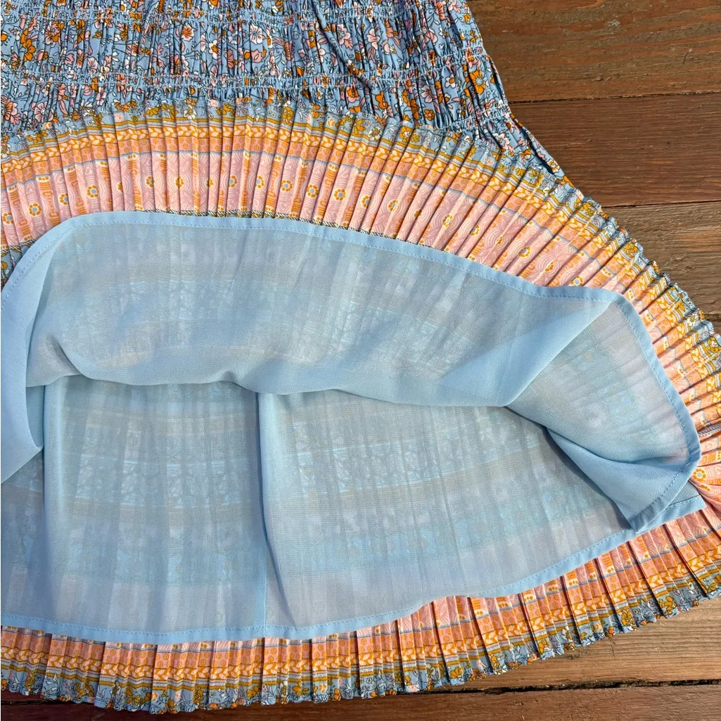 Current Air x Anthropologie Yvette Pleated Floral Mini Dress Sz XS 💚🍄 - Image 8