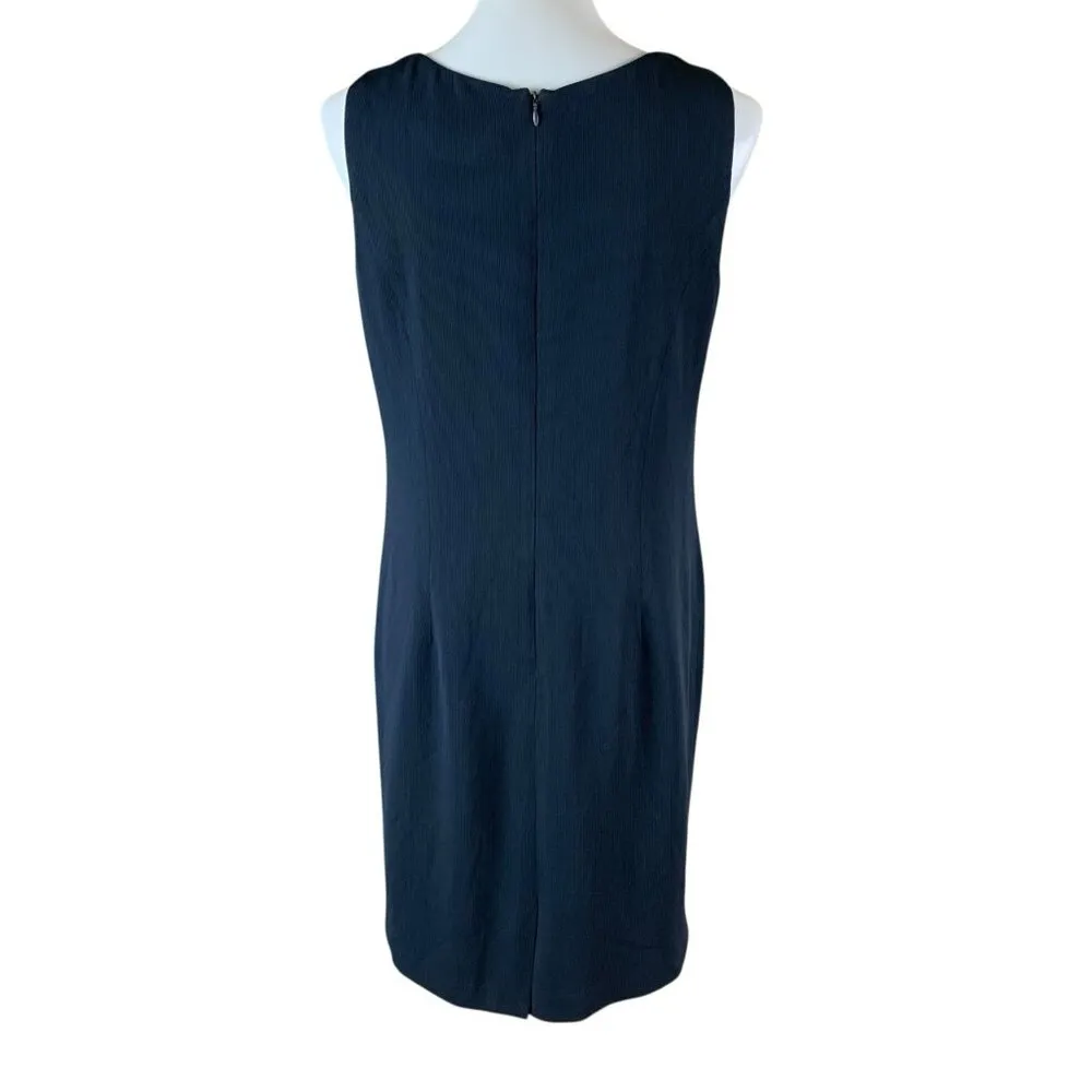 Garfield & Marks Navy Sheath Dress 10 Classic Career Cocktail‎ Sleeveless Blue - Image 3