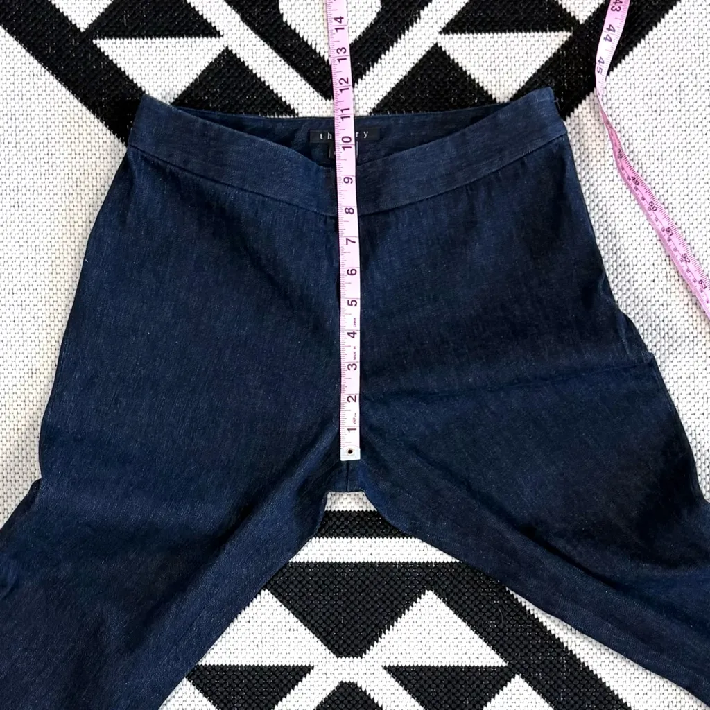 Theory Kick Zip Dark Indigo Denim Trousers Size 6 - Image 4