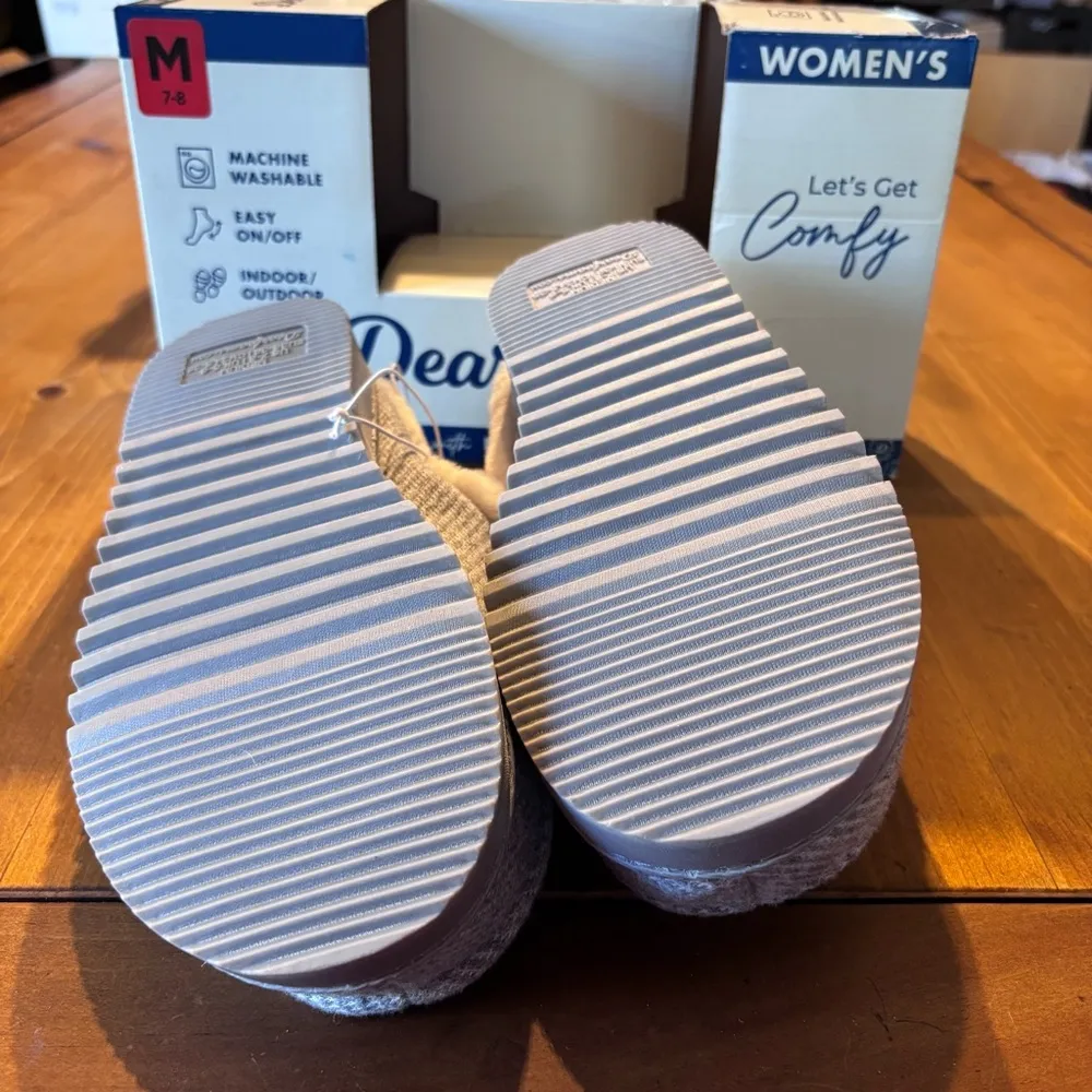 Dearfoams womens memory foam slip on cozy house shoes slippers gray M(7-8) - Image 6