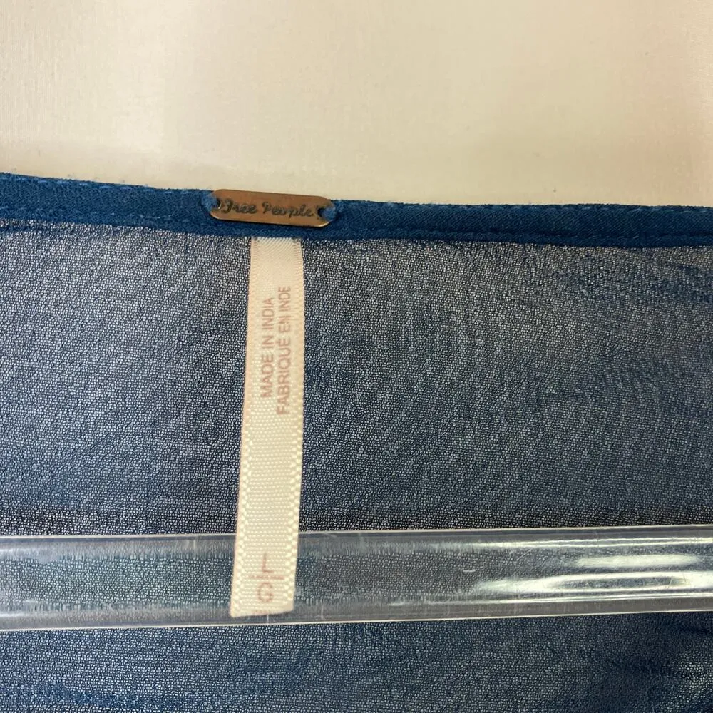 Free People | Tie Dye Me Down Sheer Tunic Top Blue Viscose Womens Large - Image 5