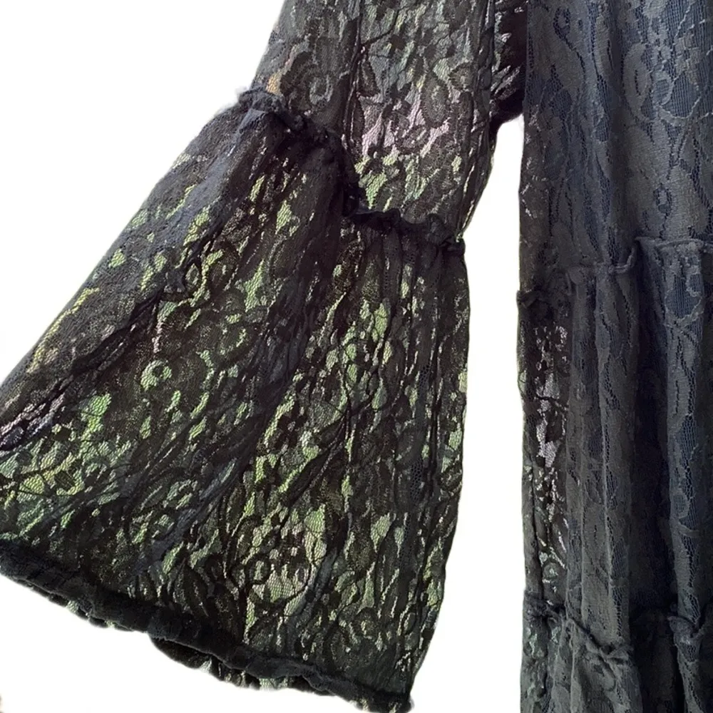 NWT 🫒 H.I.P. 2-Piece Set, Olive Green Sheer Lace Retro Peasant Top+Tank Top, 1X - Image 7