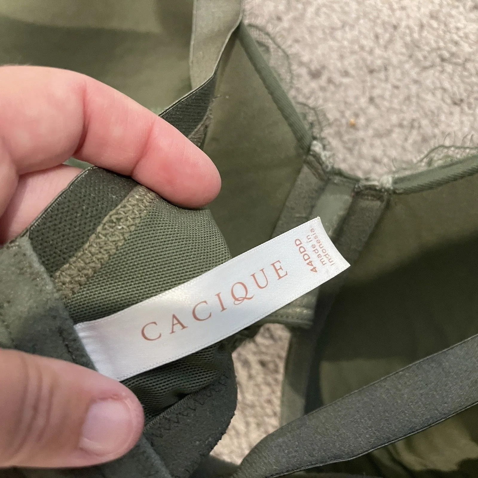 Cacique Bra 44DDD Green Lace Balconette Underwire Romantic Sexy Full Coverage - Image 7