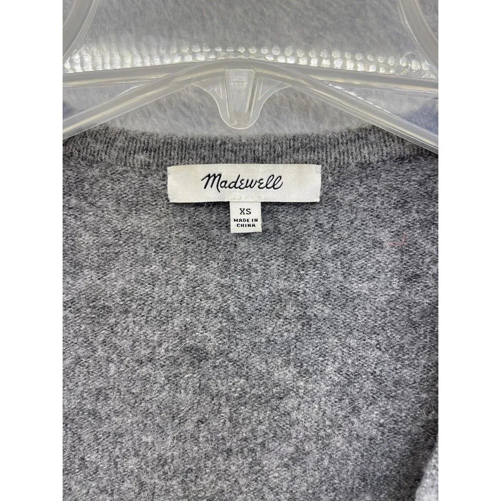 Madewell Gray Open Front Cardigan Ribbed Long Sleeve Sweater Size XS Merino Wool - Image 7