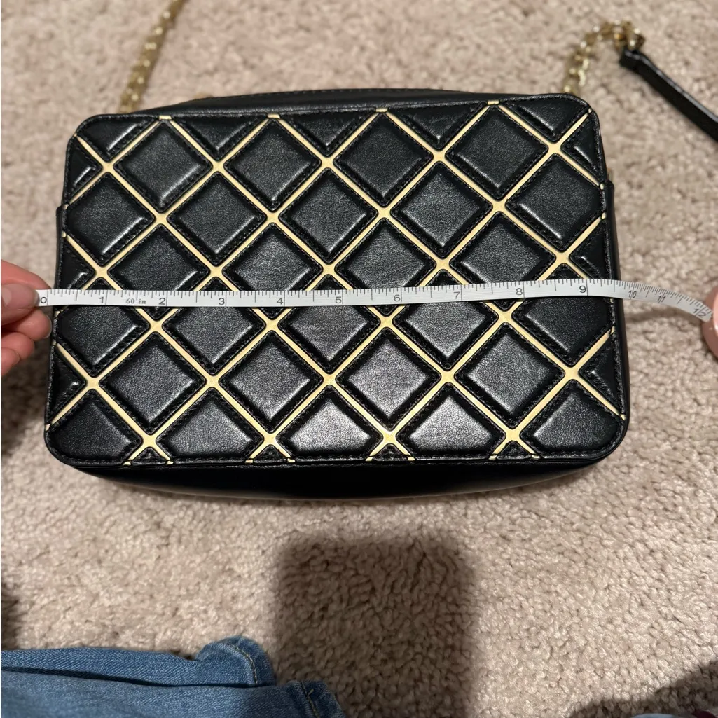 Michael Kors Crossbody Bag, Black & Gold Square Check, Jet Set Travel - Image 6