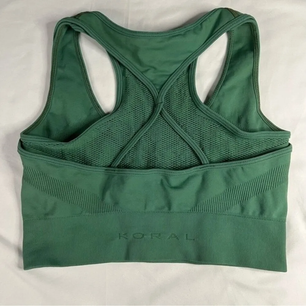 Koral Size S Duffle Green Cedar Seamless Sports Bra Gym Active Stretch Racerback - Image 6