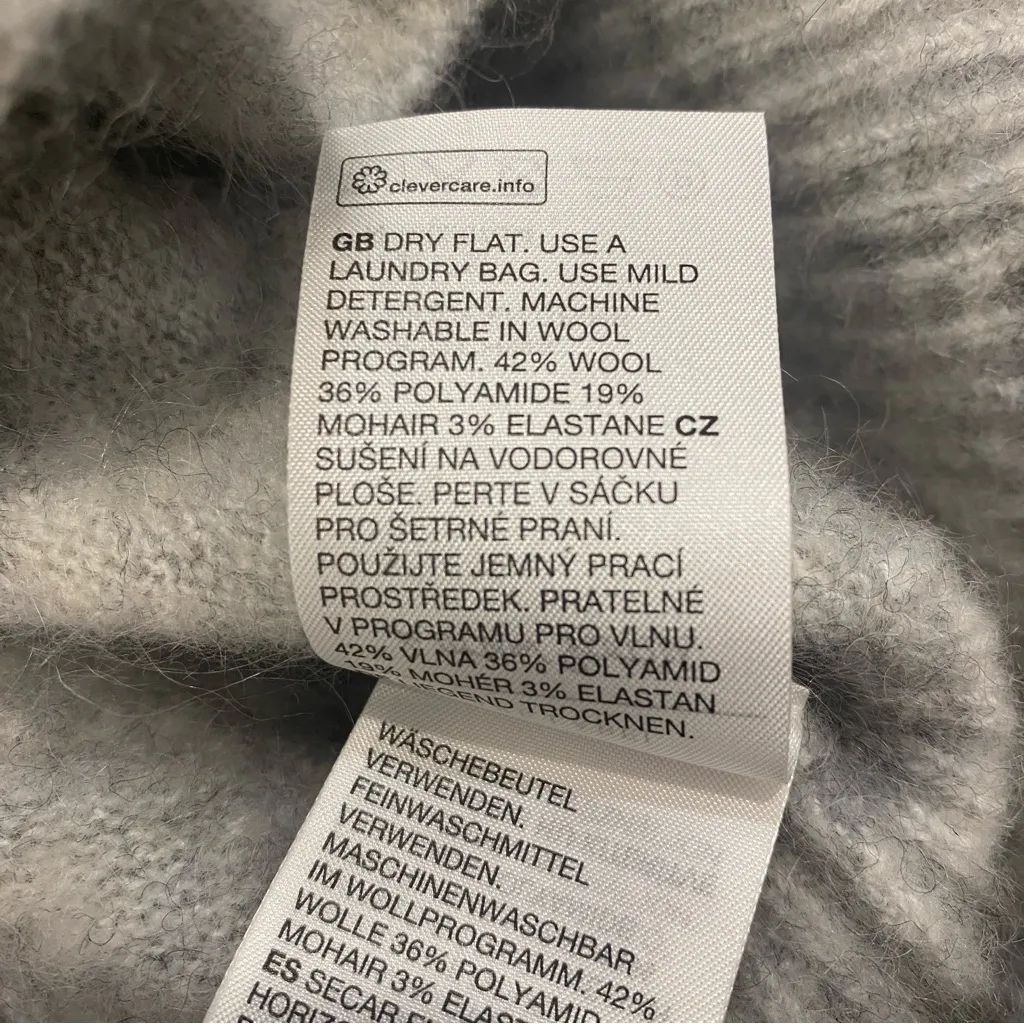 🌟& OTHER STORIES🌟 V NECK WOOL MOHAIR BLEND CARDIGAN GREY SZ M - Image 8