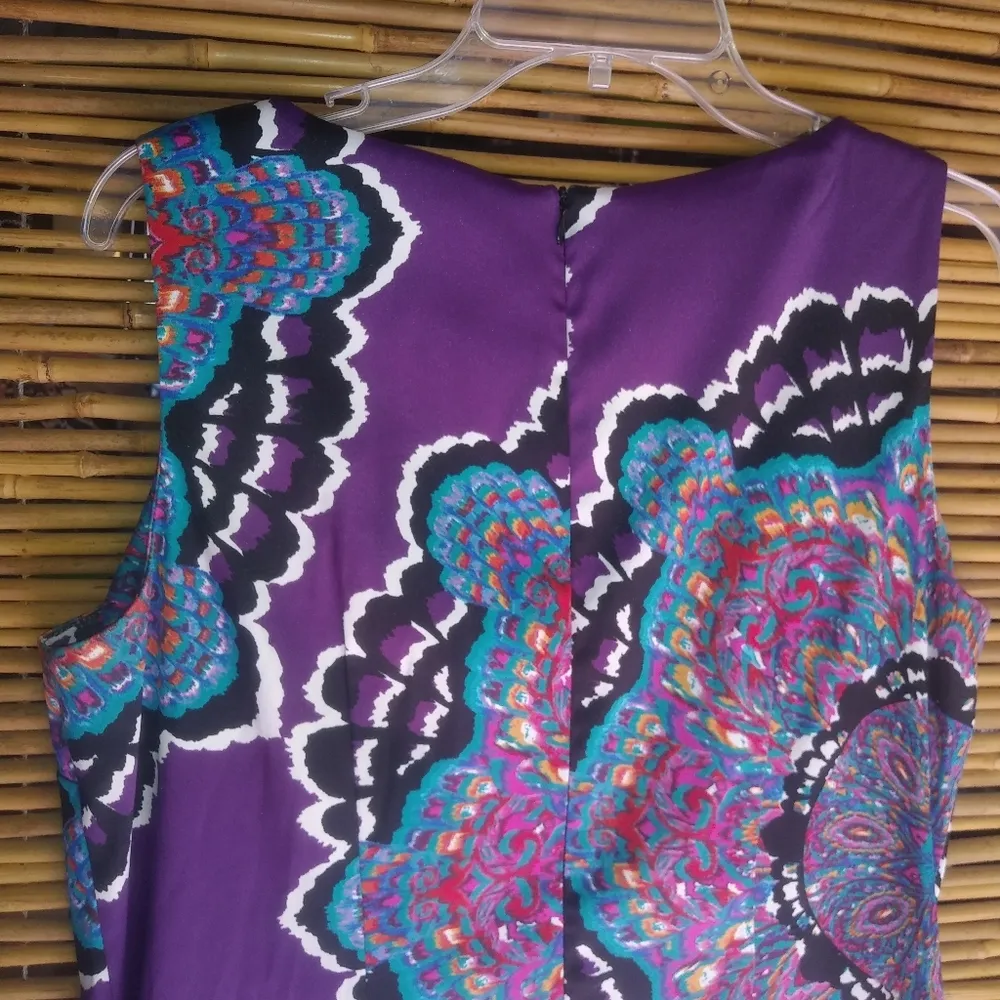 ALYX 14 Purple Turquoise Flower Shift Dress Plus Blue - Image 4