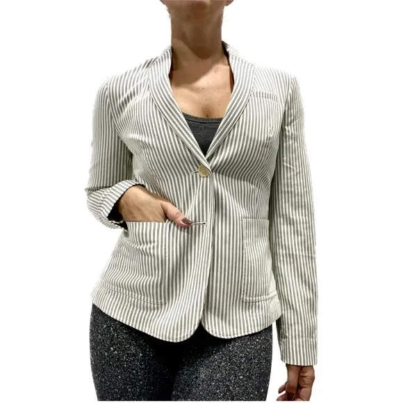 Navy and White Striped Blazer - Image 29