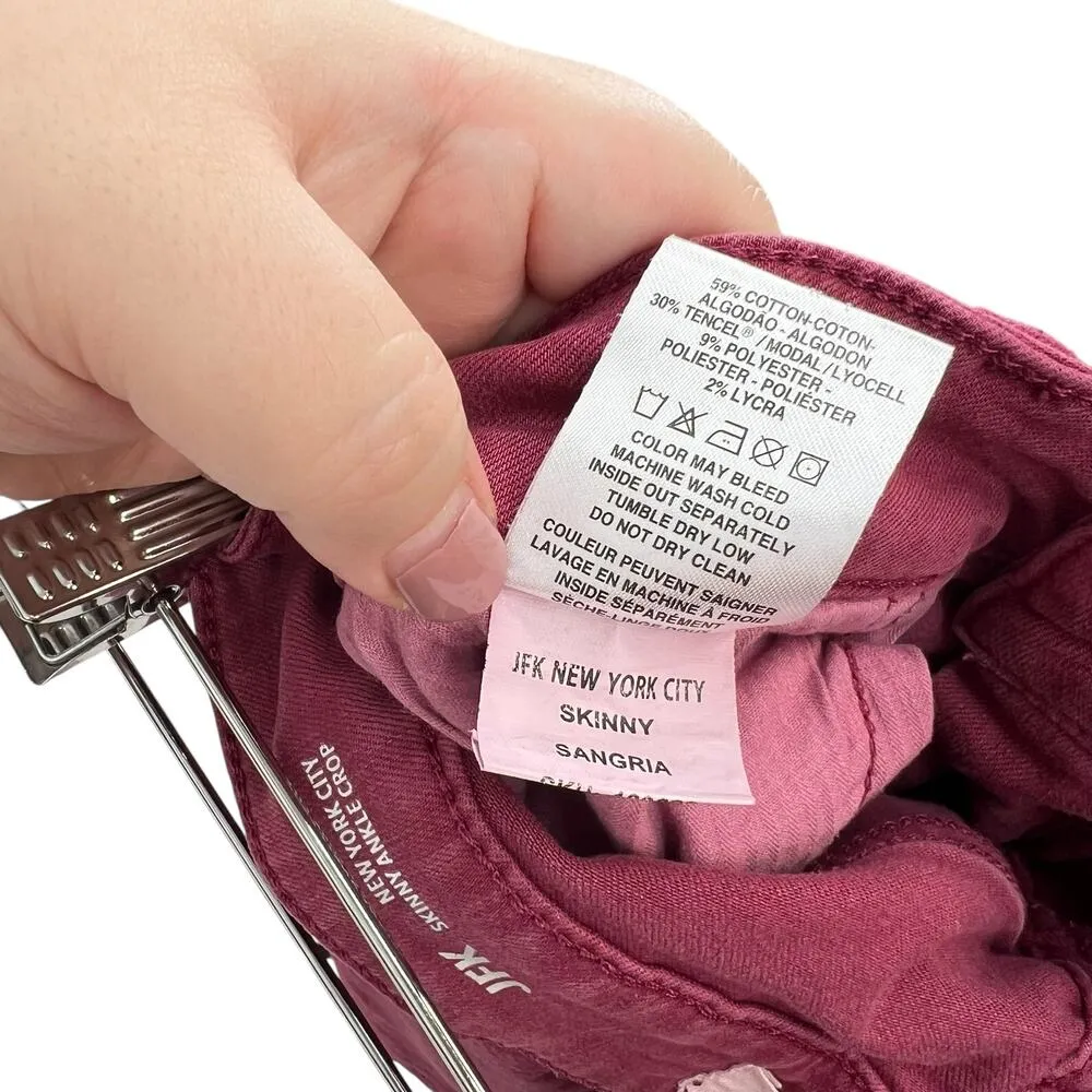 Warp and Weft JFK New York City Skinny Jeans‎ Sangria Red Size 16 x 26 - Image 12