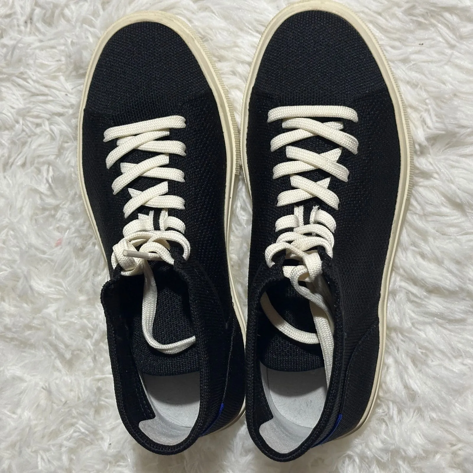 Rothy's 'The High Top Sneaker' in Black Size 7.5 Knit Fabric Lace Up Comfort - Image 11