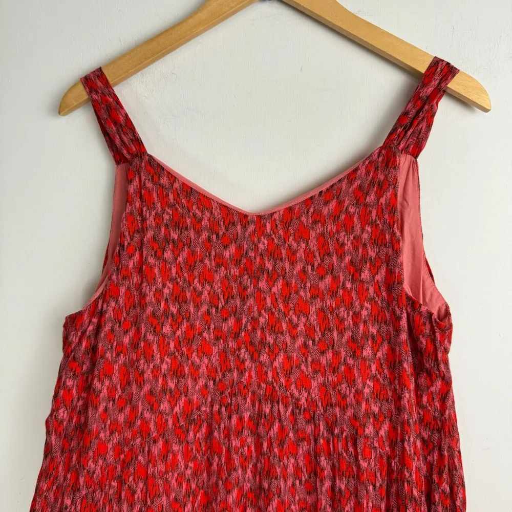 Joie Tiered Prairie Dress Sz Medium Pink Red Tea Rose Printed Midi Maxi - Image 10