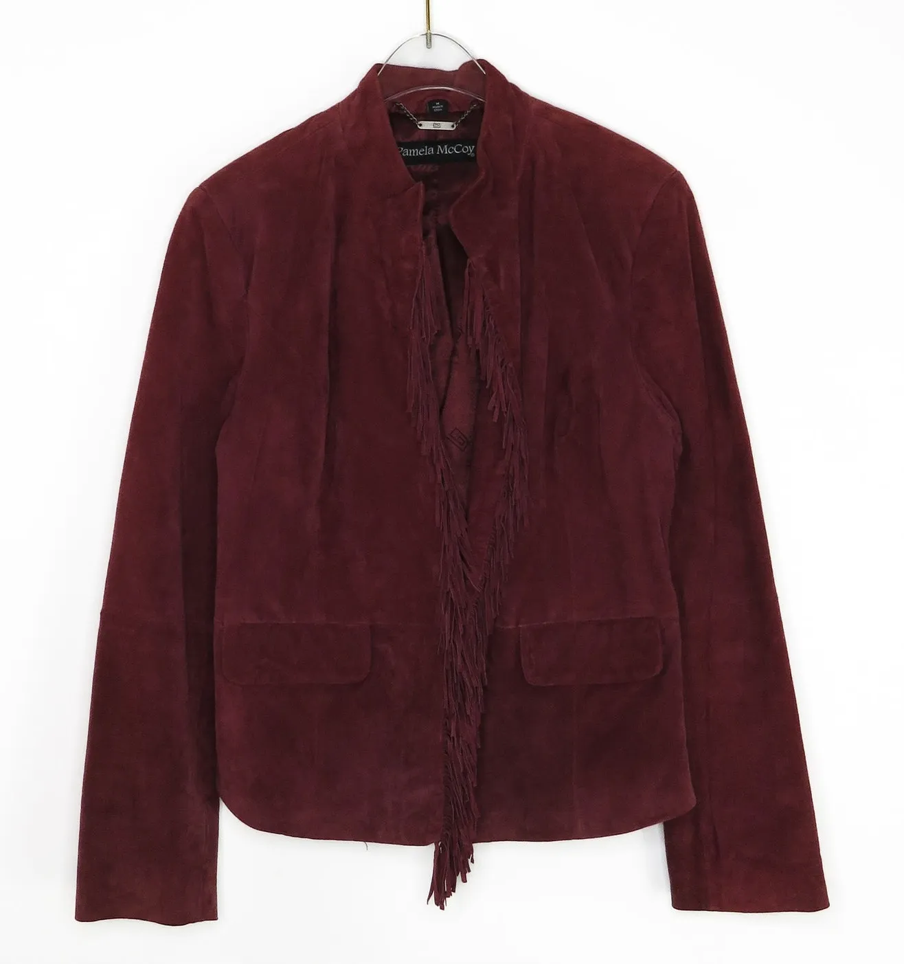 Pamela McCoy 1990s Vintage Leather Jacket Burgundy Suede Leather Jacket Medium Red - Image 1