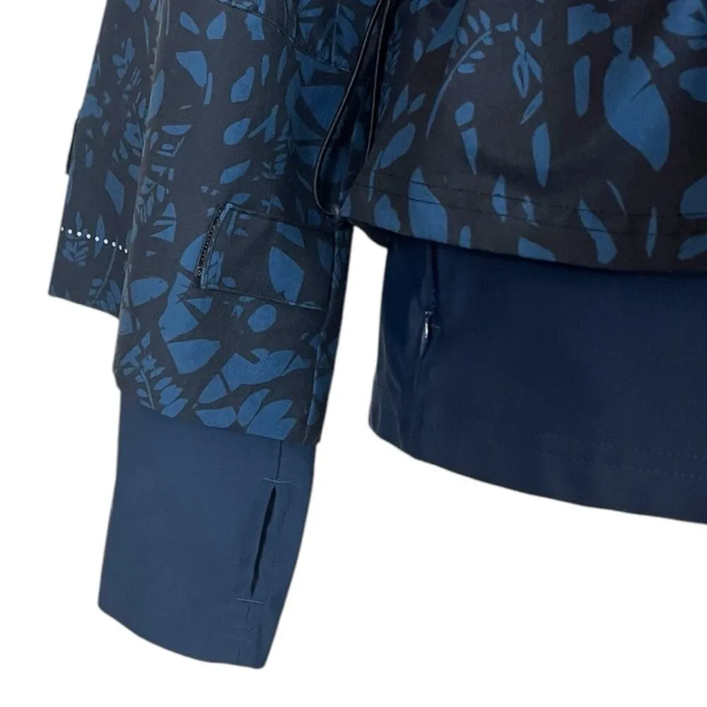 Sweaty Betty Fast Track Running Jacket Blue Leaf Scatter Print Women Size Small - Image 12