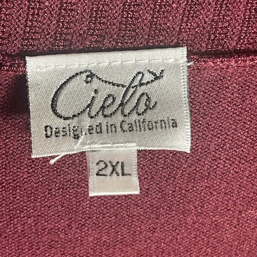 Cielo NWT Women’s Plus Size 2XL Burgundy Open Front Cardigan Front Pockets Knit Red - Image 6
