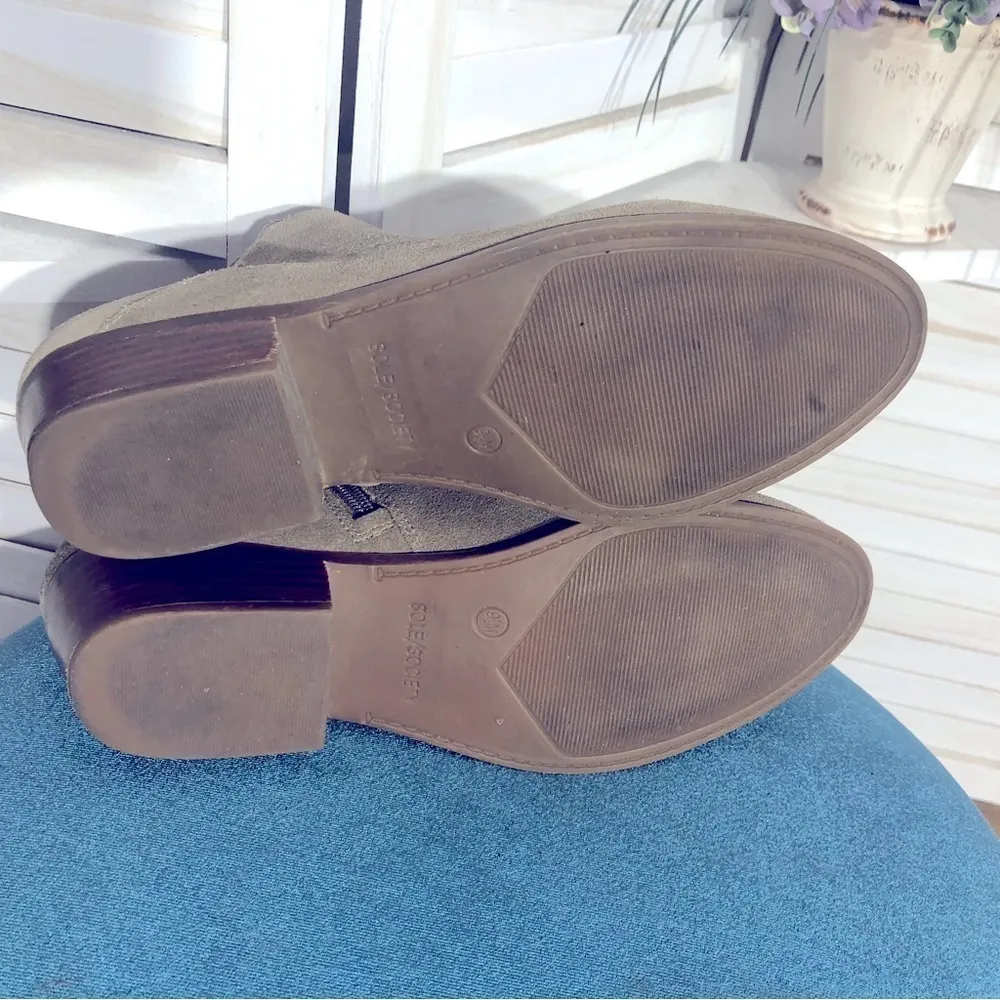 Sole Society Suede Tan Leather Ankle Boots Size 9.5 - Image 5
