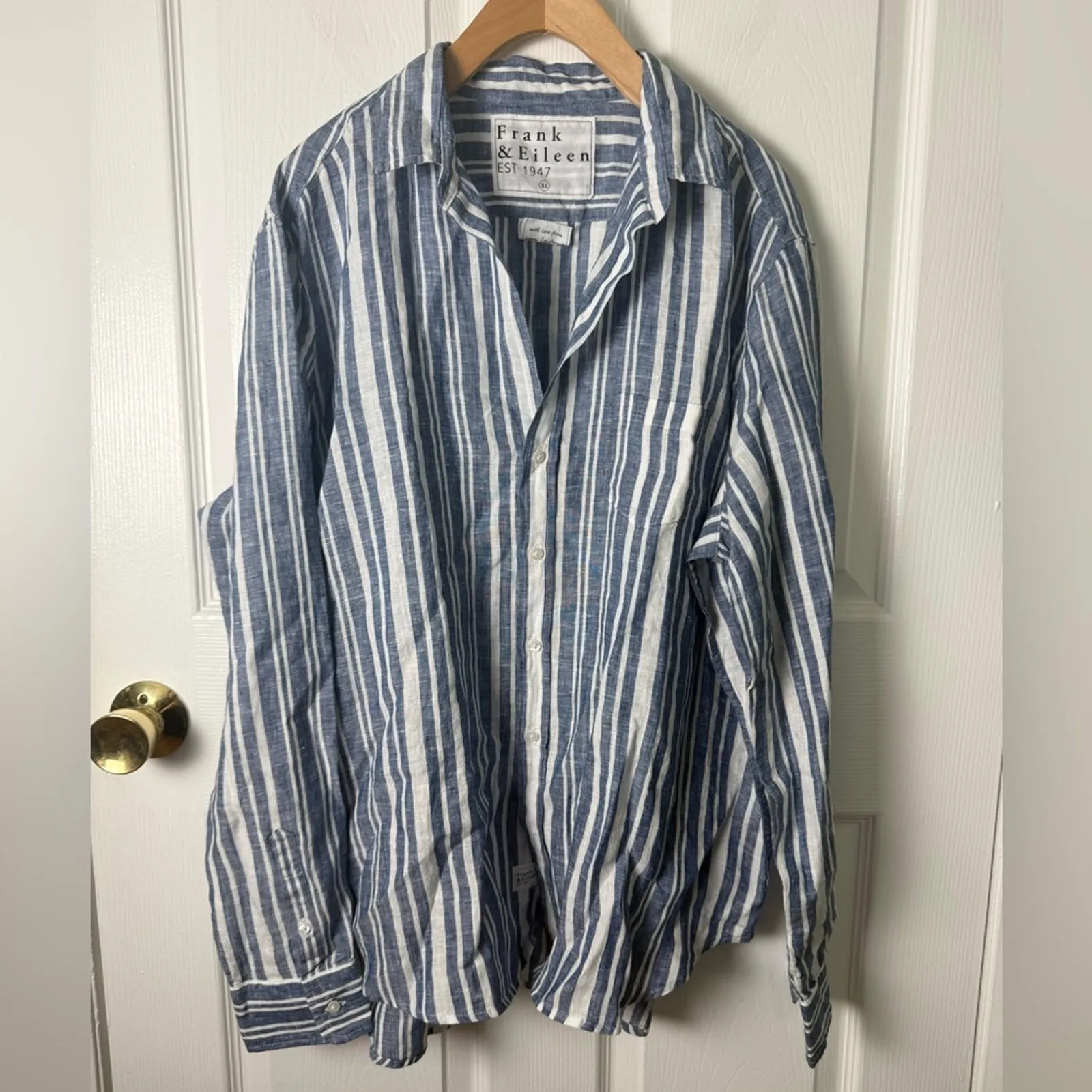 Frank & Eileen Italian Classic Linen Eileen Relaxed Button-Up Shirt XL - Image 3