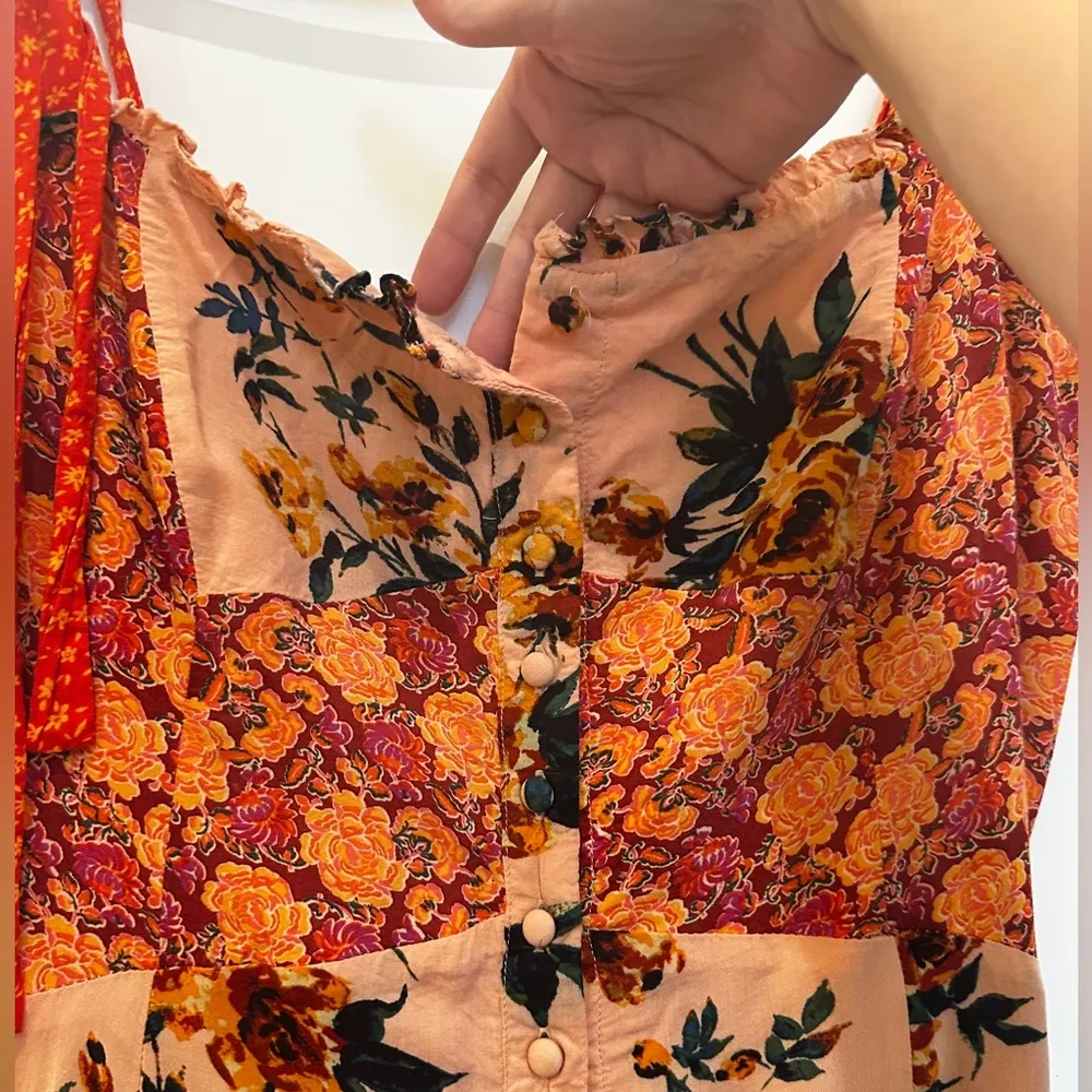 Free People Lover Boy Patchwork Maxi Dress Peach Size 10 Taylor Swift Boho - Image 10