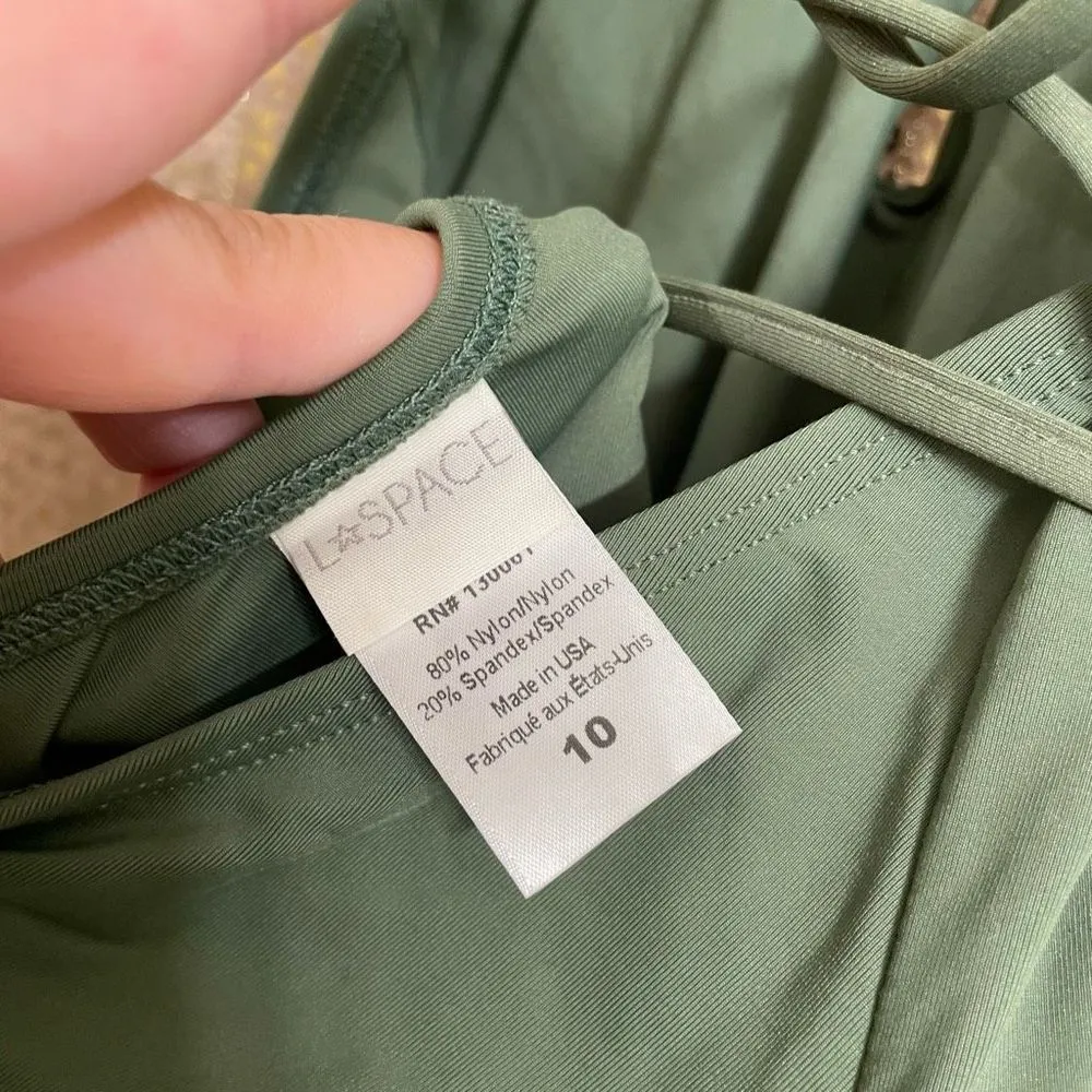 Pamela Olive Green Plunging Strappy Open Back One Piece Swimsuit, 10 - Image 5