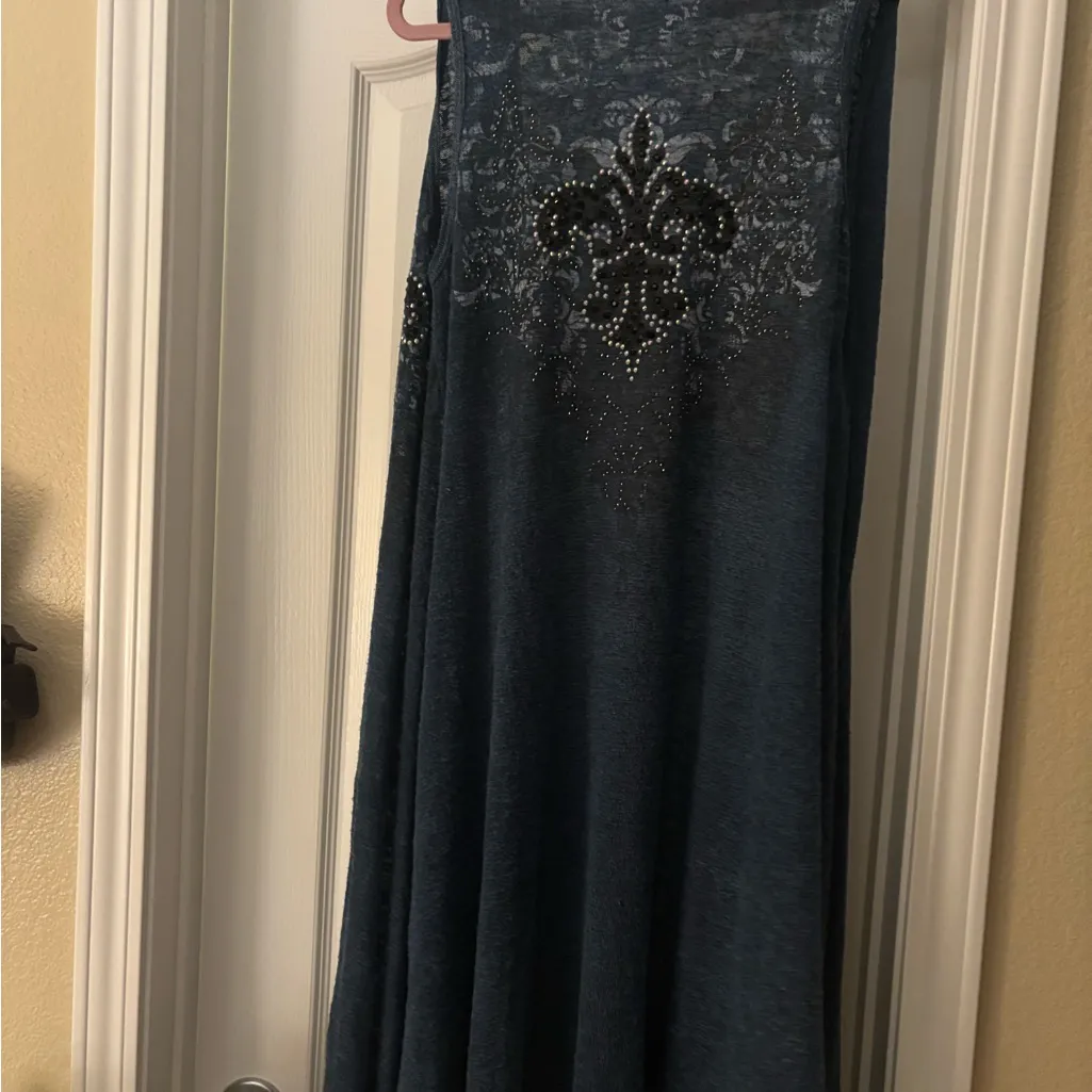 Vocal Blue Embellished Maxi Cardigan - Image 2