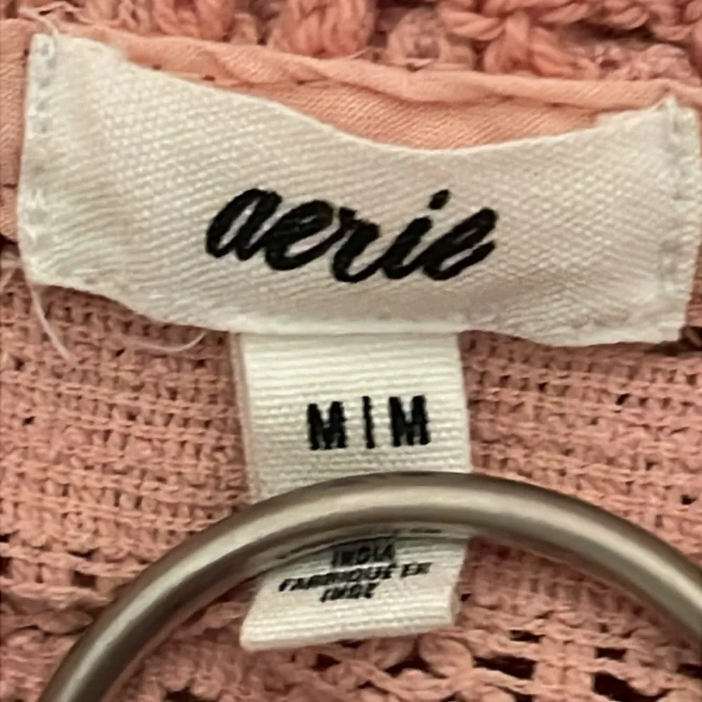 Aerie Pink Crocheted Textured Crop Top - Image 4