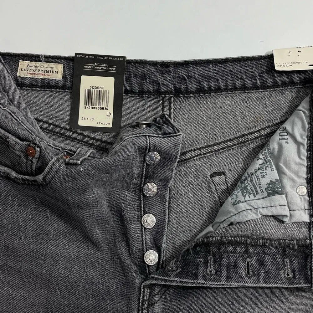NWT Levi’s Premium 501 Original Cropped Jeans Size 28x28 Faded‎ Black Wash - Image 5