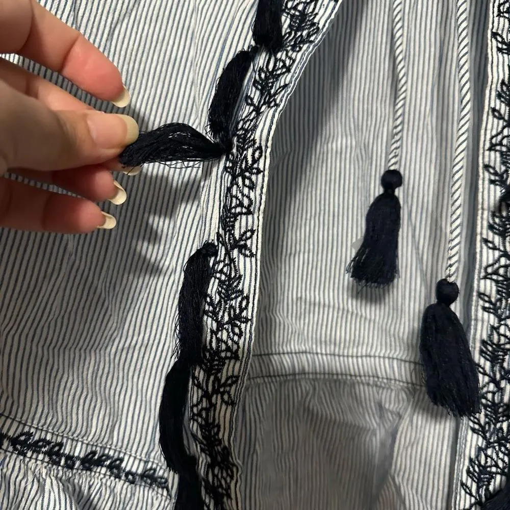 Westport blue/navy blue striped cardigan style top - Image 4