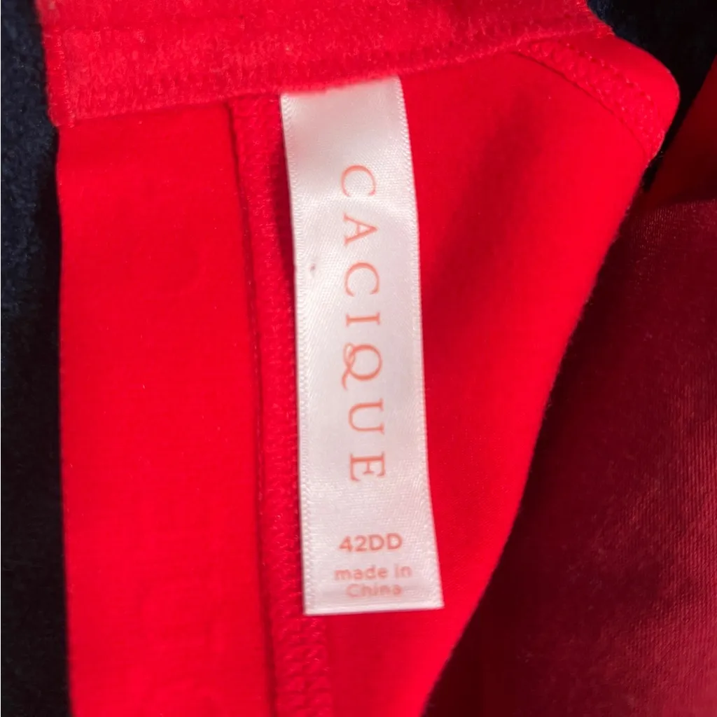 Cacique Red Lace Cotton Unlined Full Coverage Underwire‎ Lace Bow Bra Size 42DD - Image 9