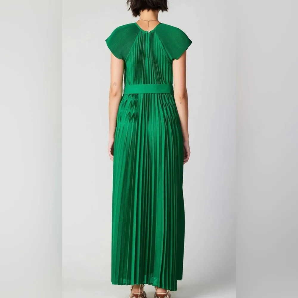 NWT Current Air Mona Pleated Maxi Dress Green Size Medium - Image 5