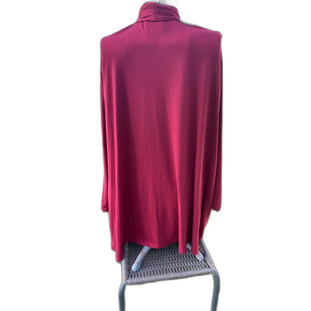 Kiyonna Plus Size 5X Soft Jersey Long Line Open Front Cardigan Made in the USA Red - Image 2