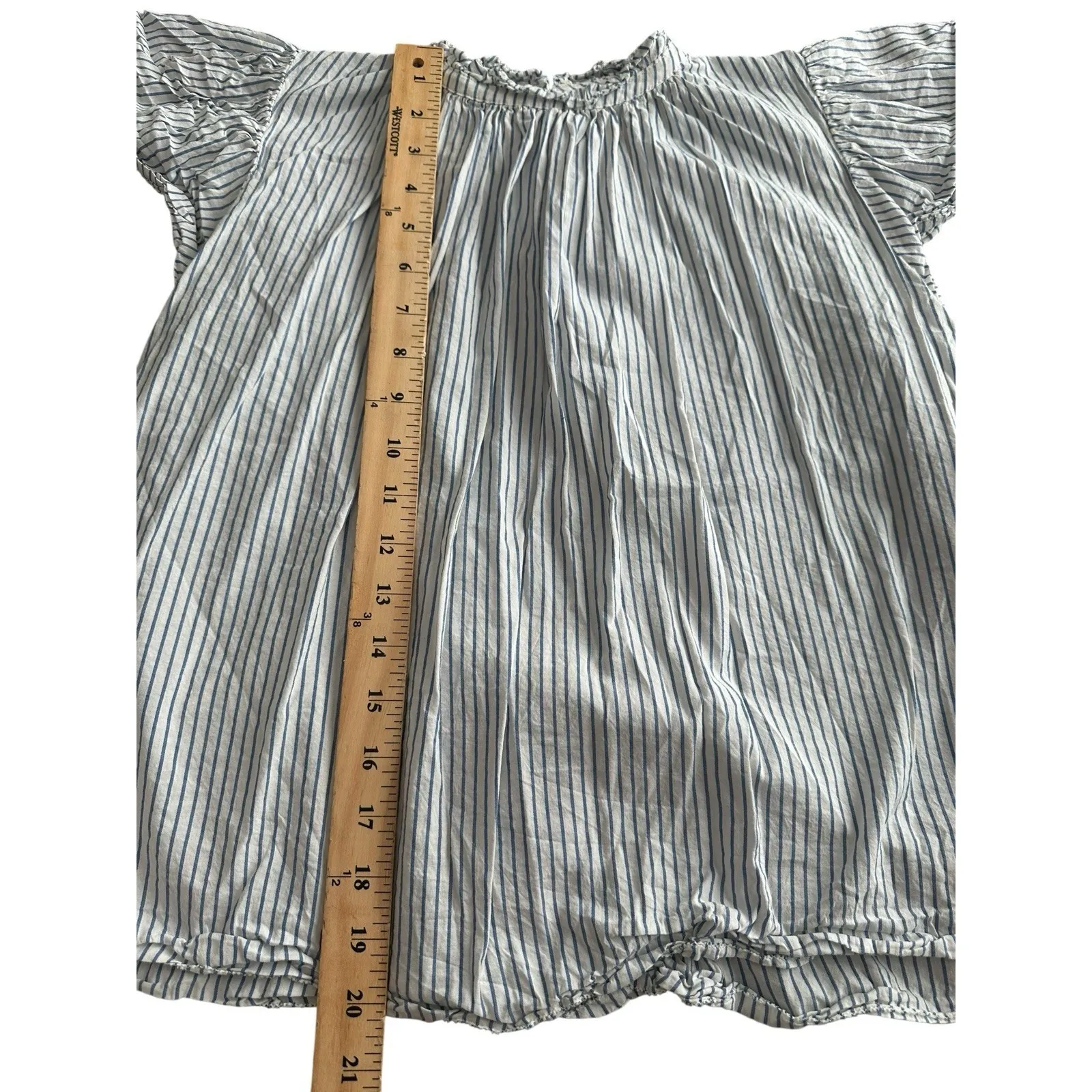 Trovata Birds Of Paradis Carla Highneck‎ Shirt XS Stripes Flutter Sleves #AA6 - Image 5