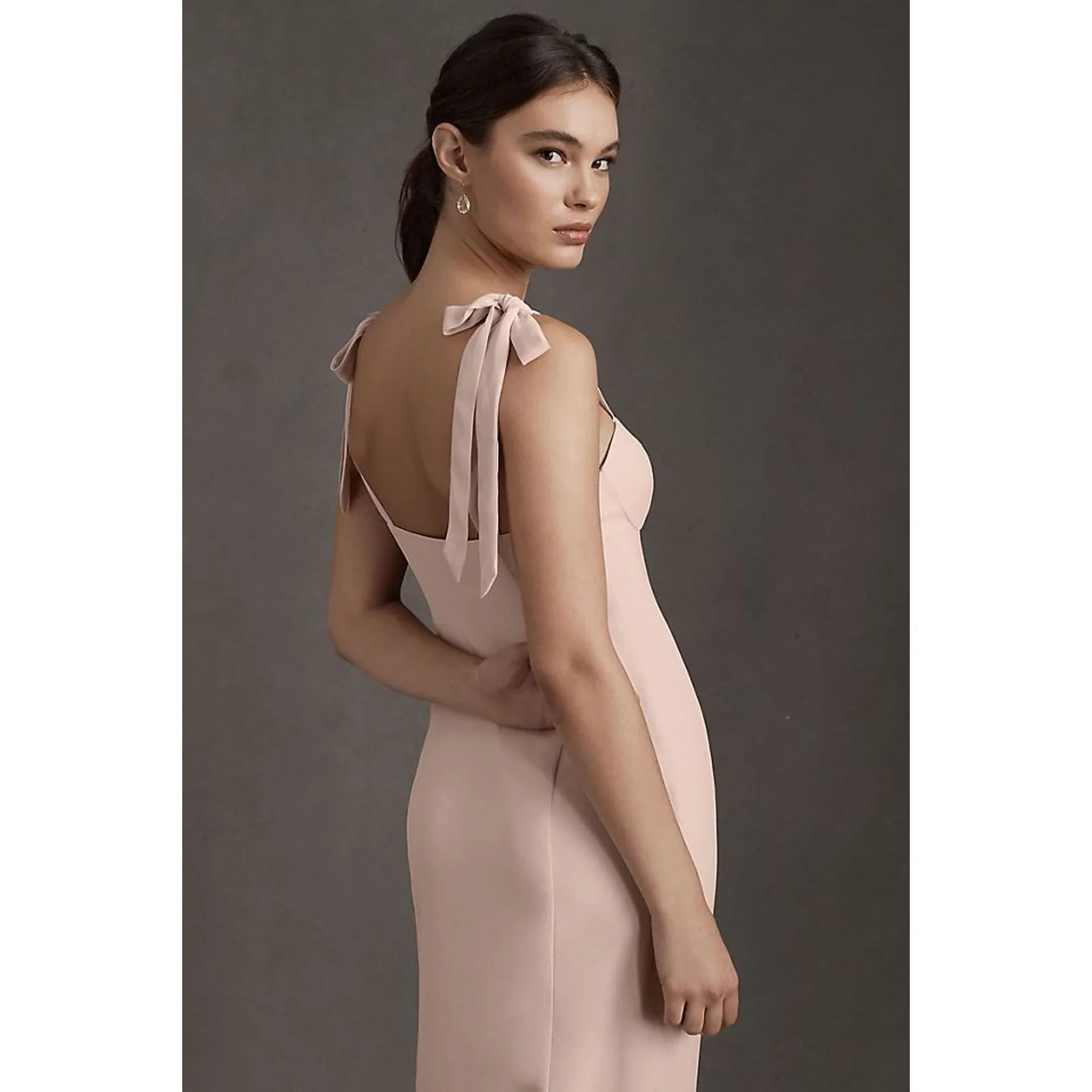 Anthropologie BHLDN Antonia Georgette Dress blush pink maxi gown size 12 - Image 2