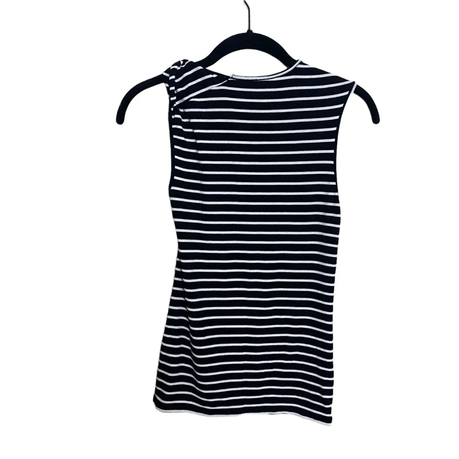 Vince size Small Tank Black & White Striped Pima Cotton Twist Neck Sleeveless - Image 8