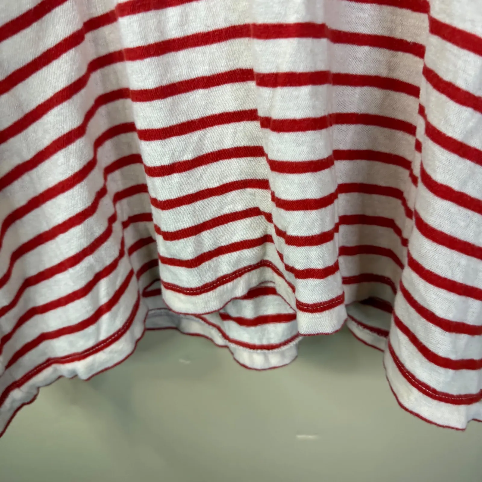 Madewell Striped XL Flutter Sleeve T Shirt Womens Red White Short Sleeve Preppy - Image 4