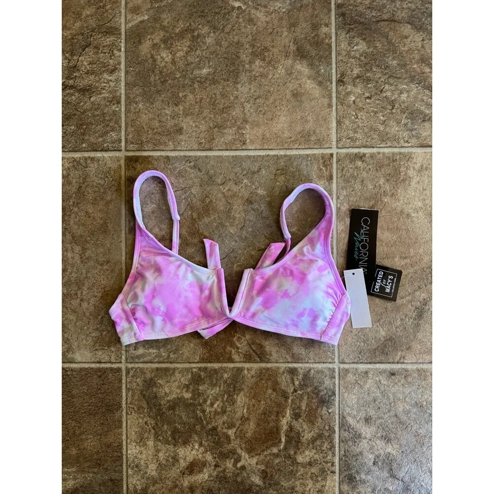 California Waves Bikini Top Pink Tie Dye Size Small - Image 2