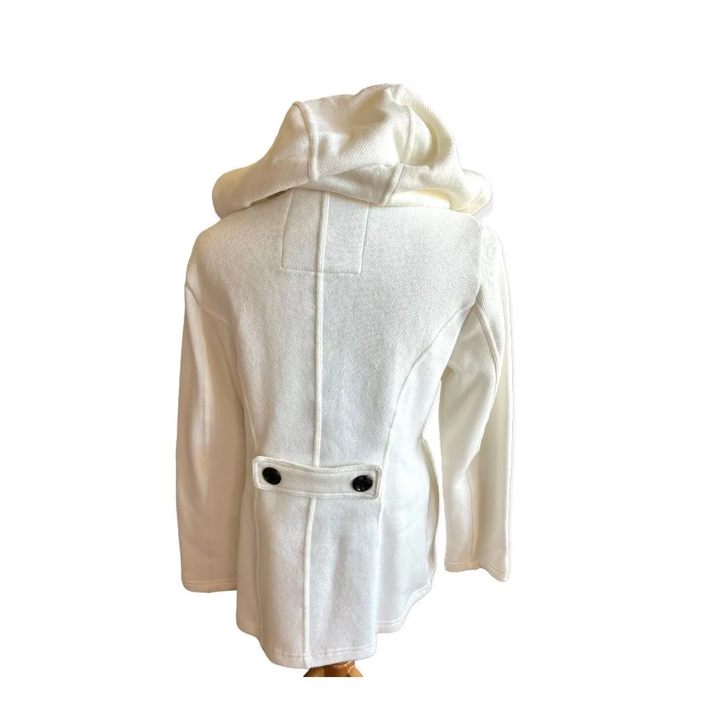 Womens Sebby High Neck Ivory Winter Hooded Warm Toggle Jacket Coat  - Sz M - Image 2