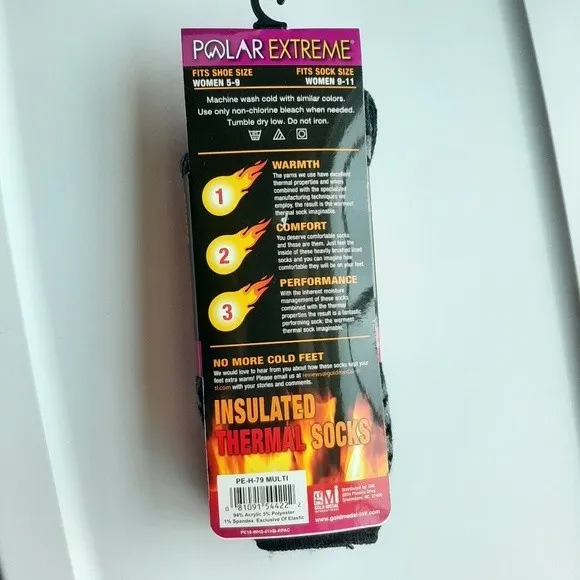 Polar Extreme Insulated Thermal Socks Cozy Warm Thick Fleece Black Grey Metallic Gray - Image 3