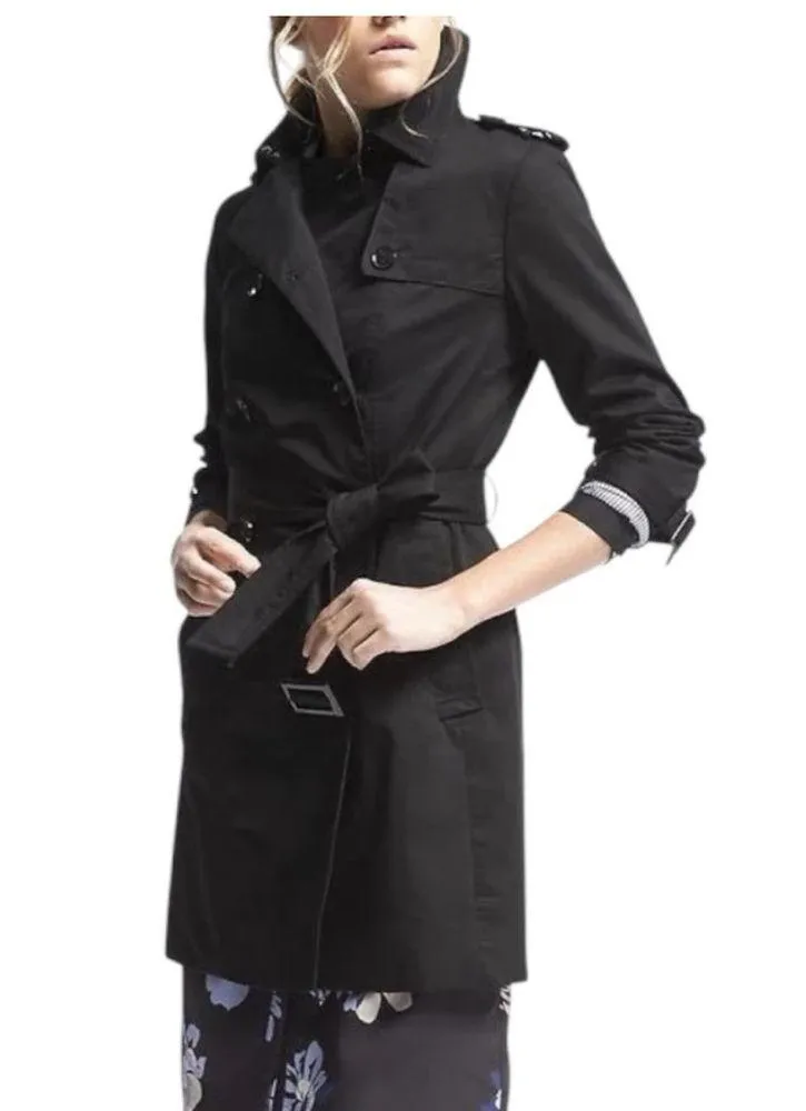 Banana Republic black trench coat size XS - Image 4