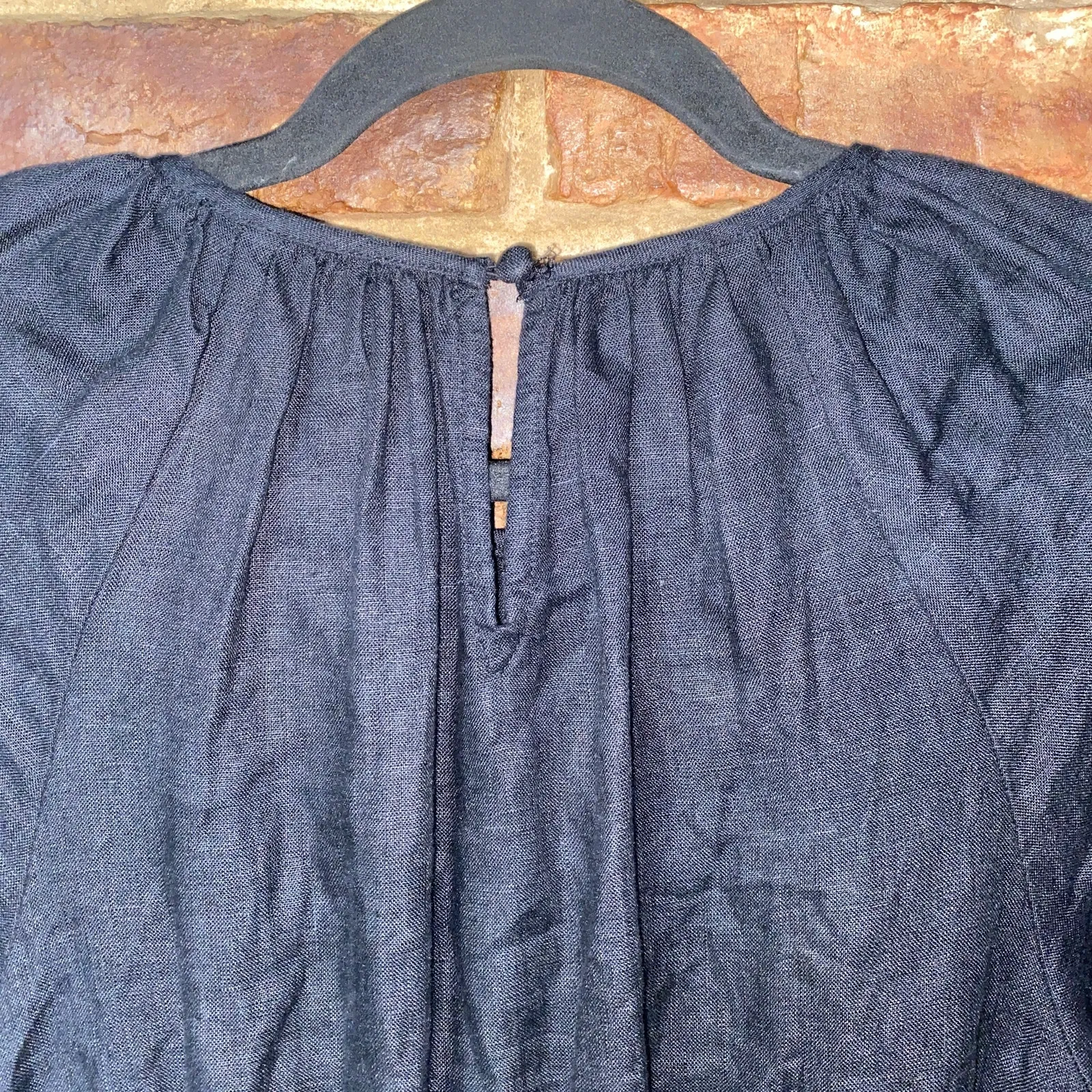 J. Crew Black Linen Palermo Smocked Waist Mini Dress Women's Size XXS - Image 7