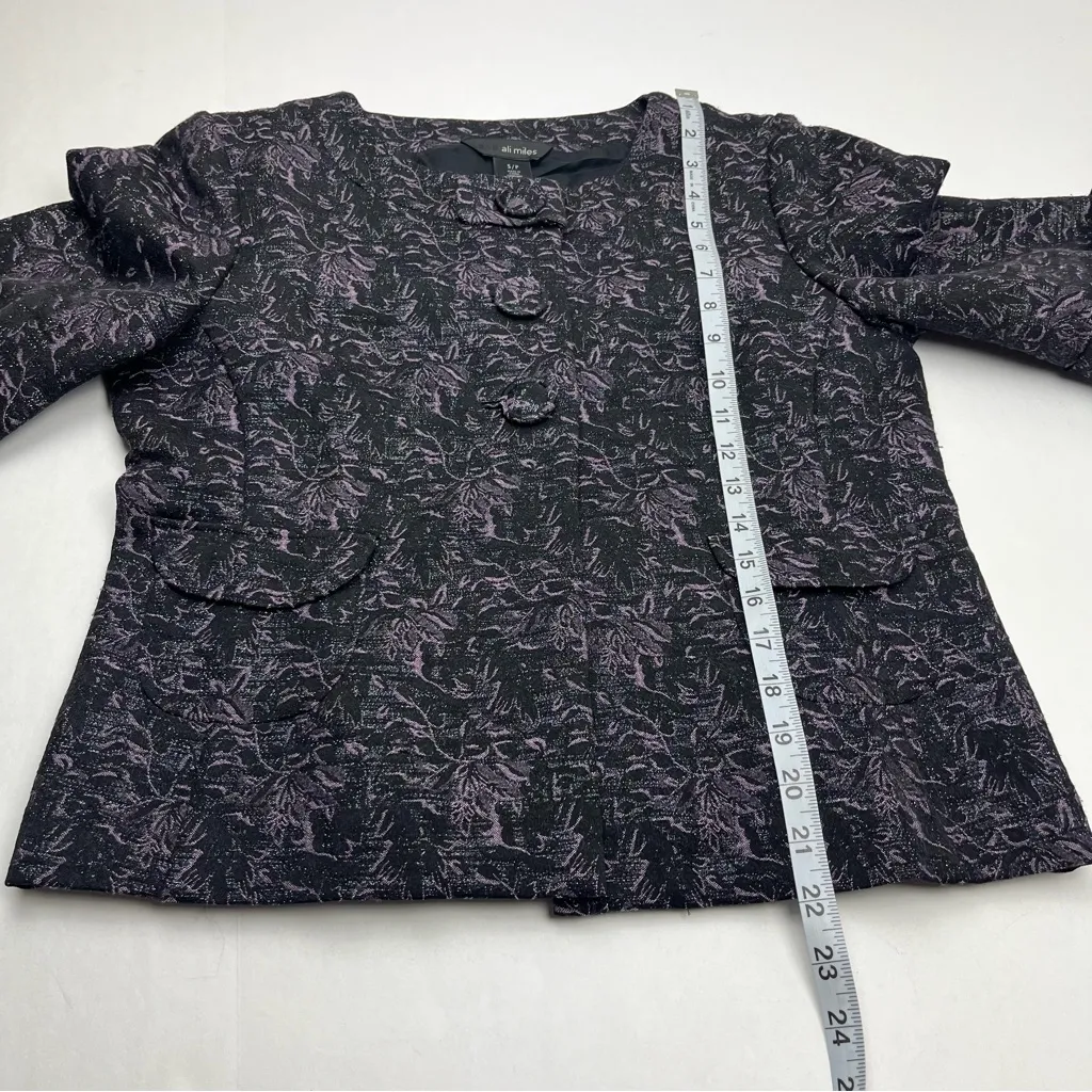 Ali Miles Black Metallic Purple Jacket‎ Womens Size Small Office Preppy Mature - Image 9