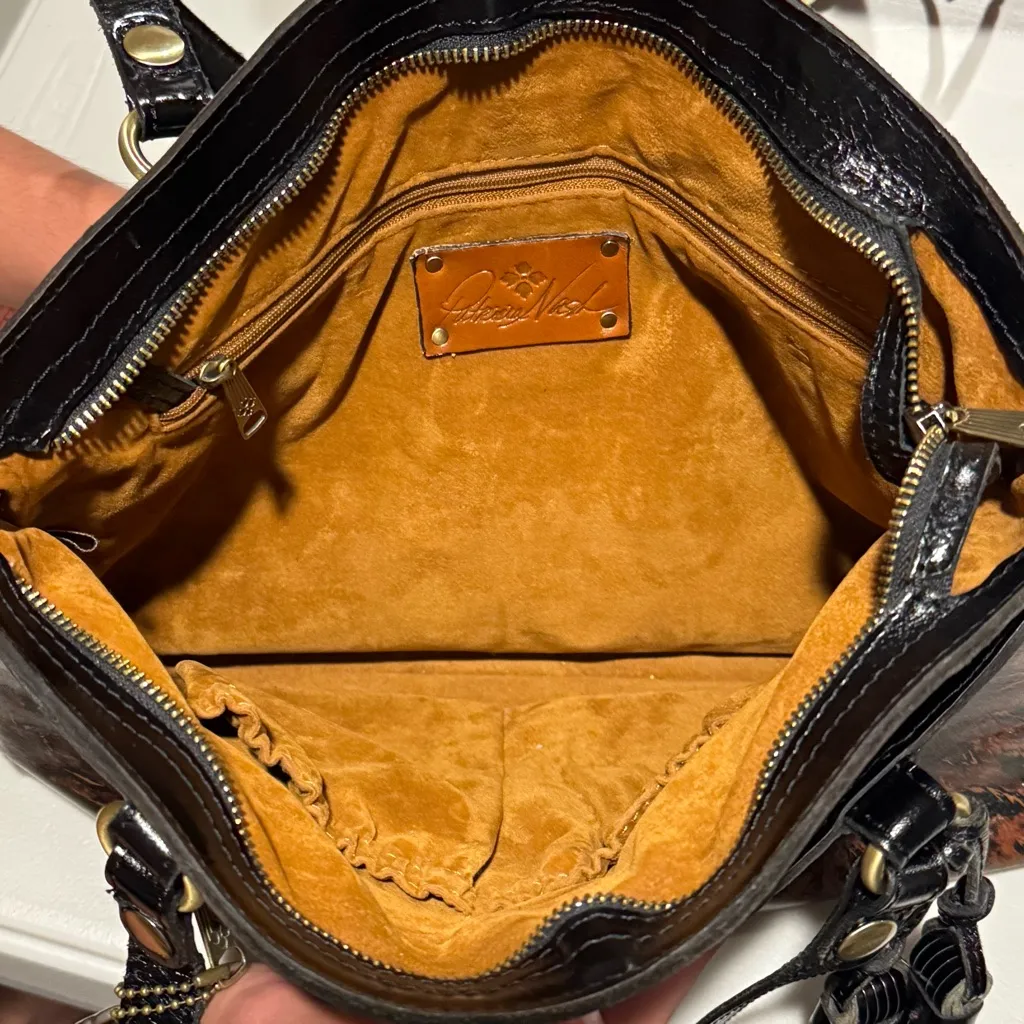 Patricia Nash Animal Print Poppy Tote Leather Shoulder Bag Boho Tassel Classic - Image 6