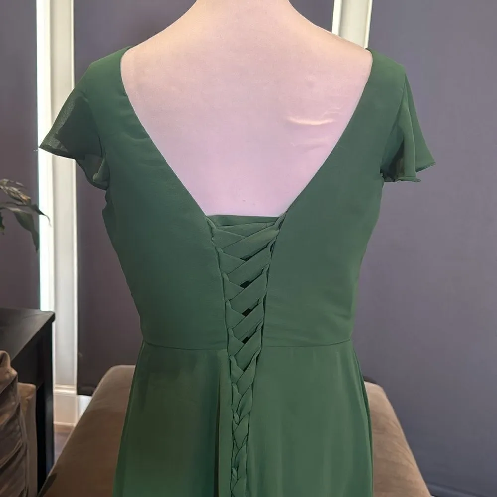Women’s Green Full Length Chiffon V - Image 5